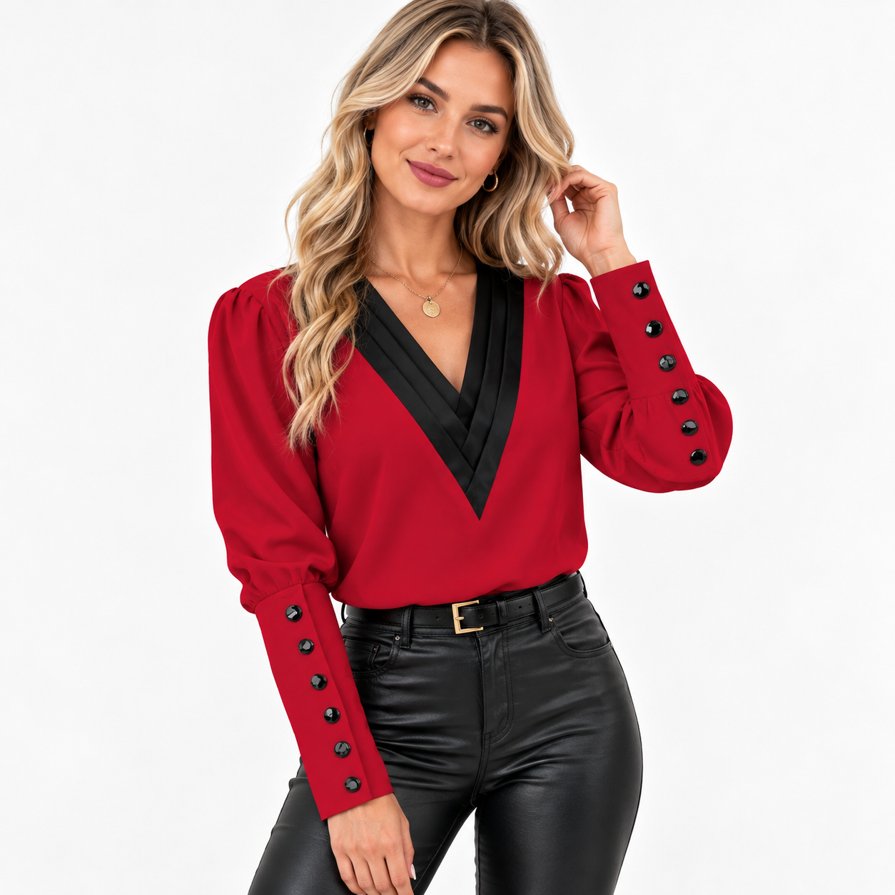 Juliet Harlow | Button-Front Blouse With Gigot Sleeves