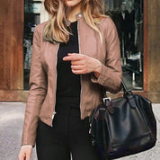 Juliette Morel | Sleek Zip-Up Leather Jacket For Women