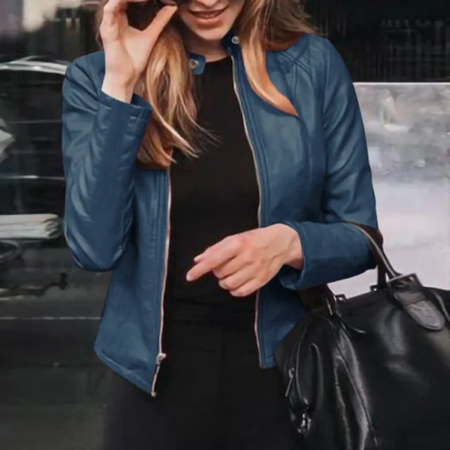 Juliette Morel | Sleek Zip-Up Leather Jacket For Women
