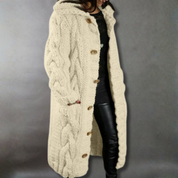 Nora Fenchurch | Manteau cardigan à capuche en maille torsadée épaisse