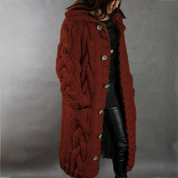 Nora Fenchurch | Manteau cardigan à capuche en maille torsadée épaisse