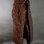 Nora Fenchurch | Manteau cardigan à capuche en maille torsadée épaisse