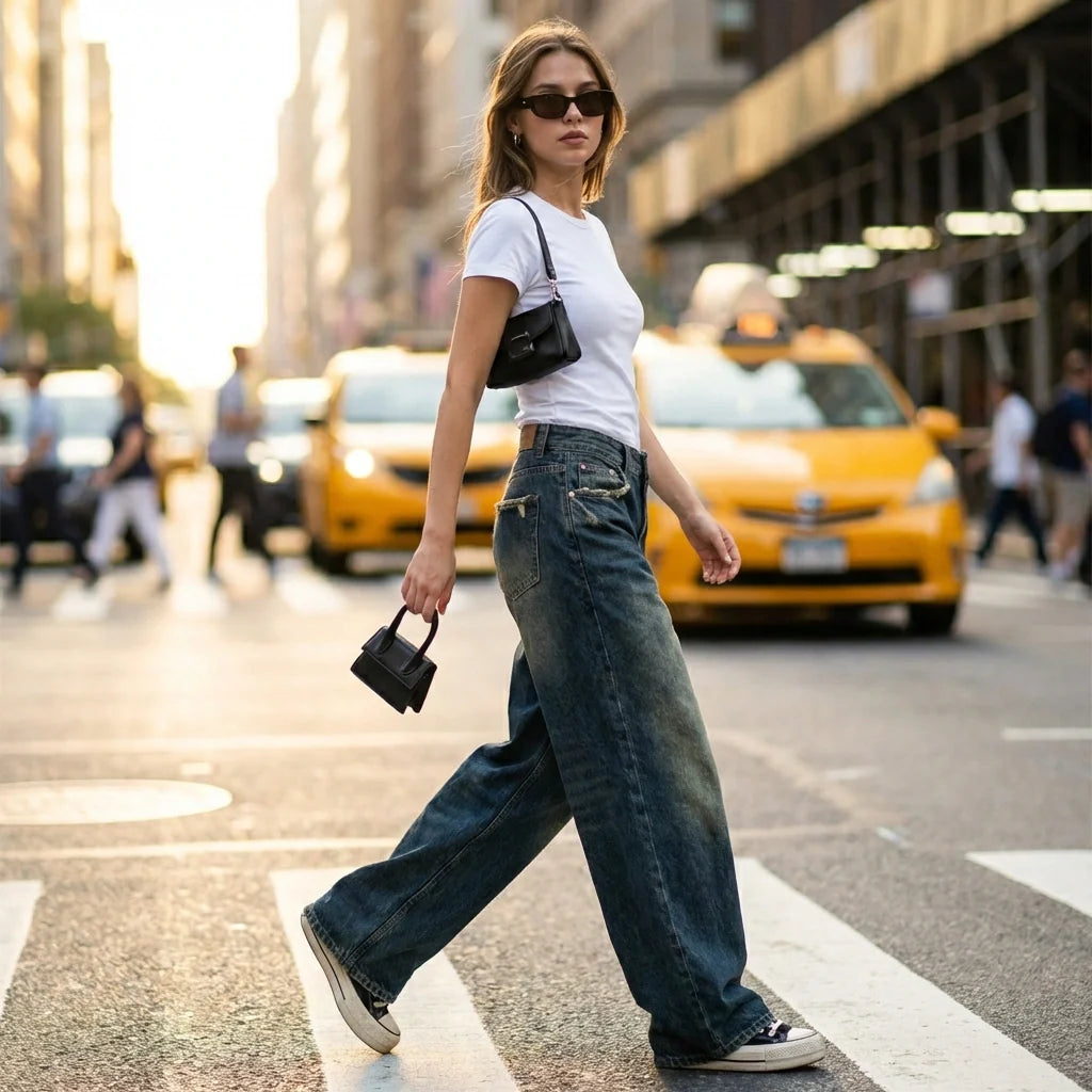 Kaylee | Women's Wide-Leg Vintage Denim Boyfriend Jeans