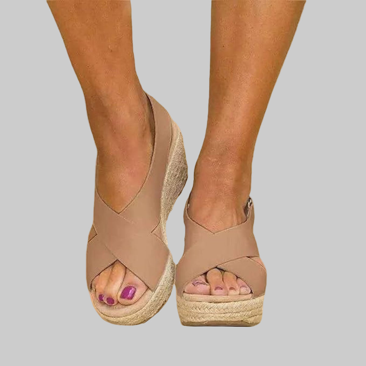 Kendra Whitfield | Cross-Strap Wedge Sandals