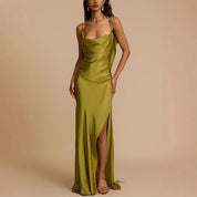 Kiara Lancaster | Satin Cowl Neck Maxi Prom Dress