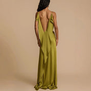 Kiara Lancaster | Satin Cowl Neck Maxi Prom Dress