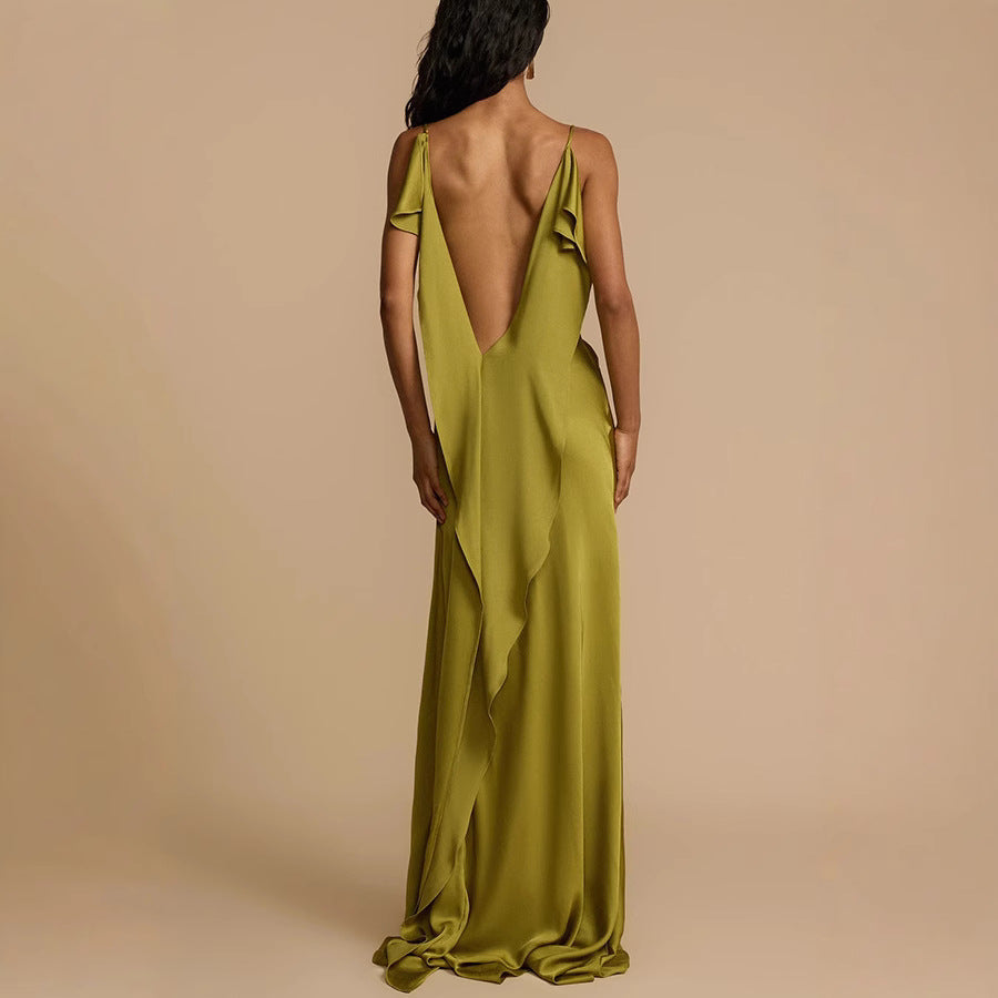Kiara Lancaster | Satin Cowl Neck Maxi Prom Dress