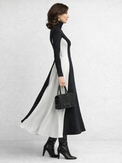 Arabella Thornton | Sculpted Contrast Turtleneck Maxi Dress