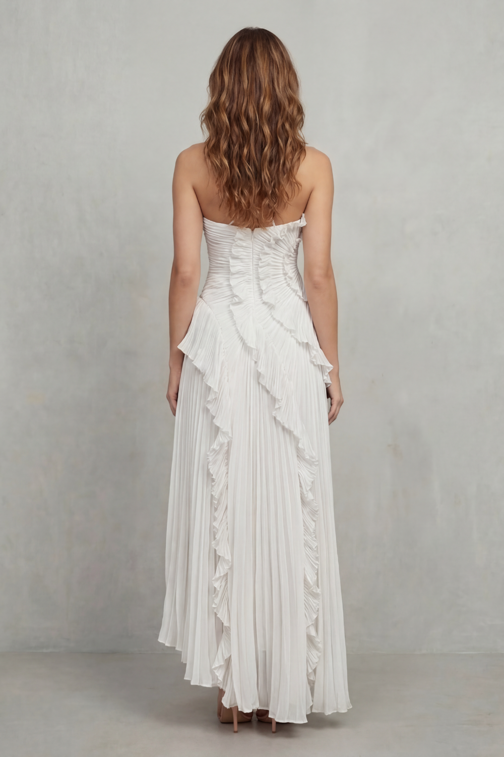 Cordelia Ashton | Sculpted Pleats Halter Midi Dress in Dusty Lilac