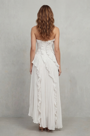 Cordelia Ashton | Sculpted Pleats Halter Midi Dress in Dusty Lilac