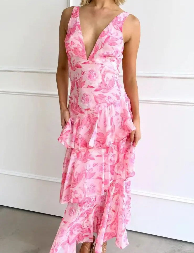 Leah Roberts | Tiered V-Neck Maxi Dress