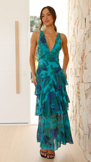 Leah Roberts | Tiered V-Neck Maxi Dress
