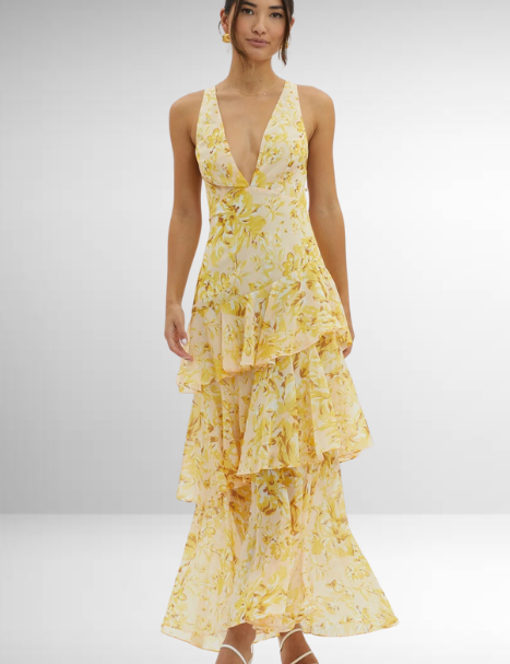 Leah Roberts | Tiered V-Neck Maxi Dress