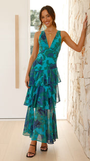 Leah Roberts | Tiered V-Neck Maxi Dress