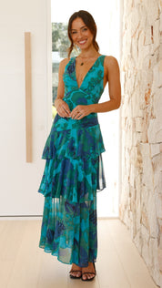 Leah Roberts | Tiered V-Neck Maxi Dress