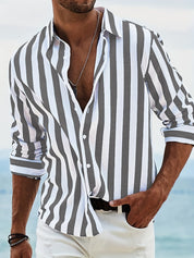 Lorenzo Whitaker | Coastal Striped Linen Shirt For Men