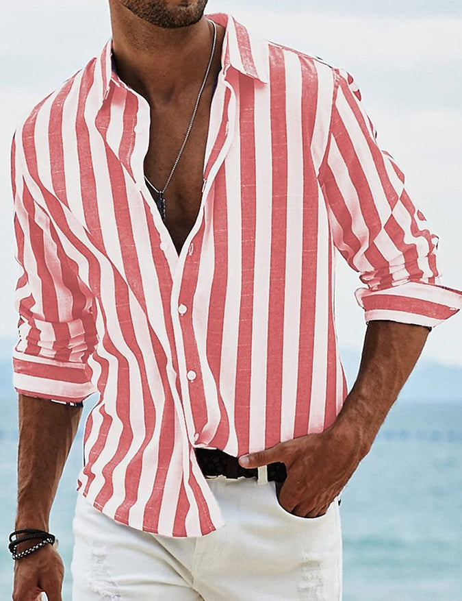 Lorenzo Whitaker | Coastal Striped Linen Shirt For Men