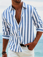 Lorenzo Whitaker | Coastal Striped Linen Shirt For Men