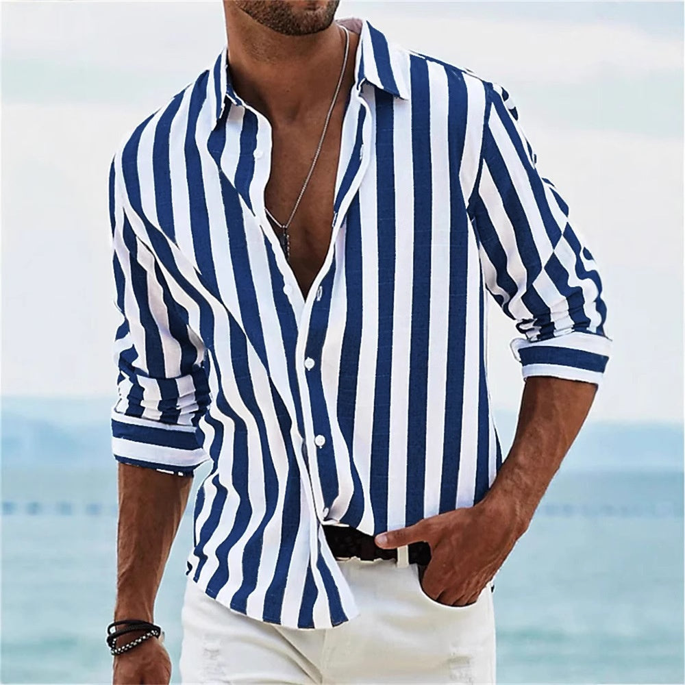 Lorenzo Whitaker | Coastal Striped Linen Shirt For Men
