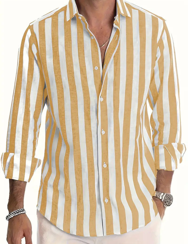 Lorenzo Whitaker | Coastal Striped Linen Shirt For Men