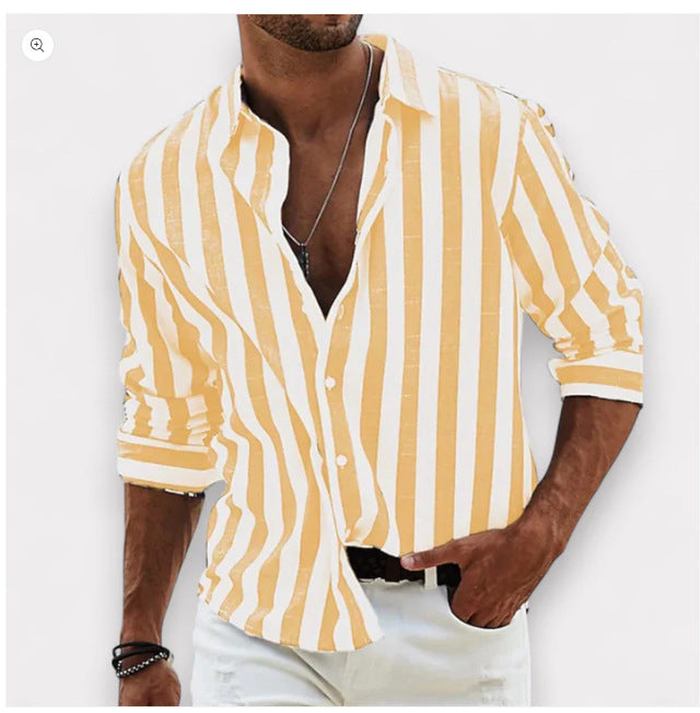 Lorenzo Whitaker | Coastal Striped Linen Shirt For Men
