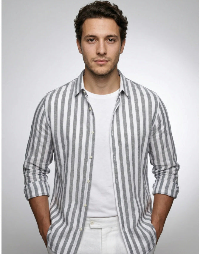 Lorenzo Whitaker | Coastal Striped Linen Shirt For Men