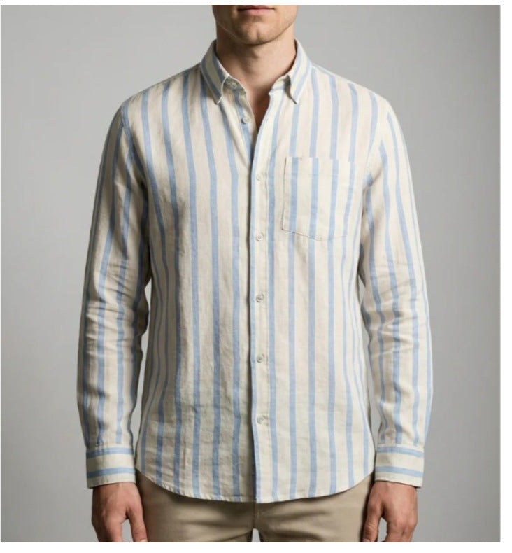 Lorenzo Whitaker | Coastal Striped Linen Shirt For Men