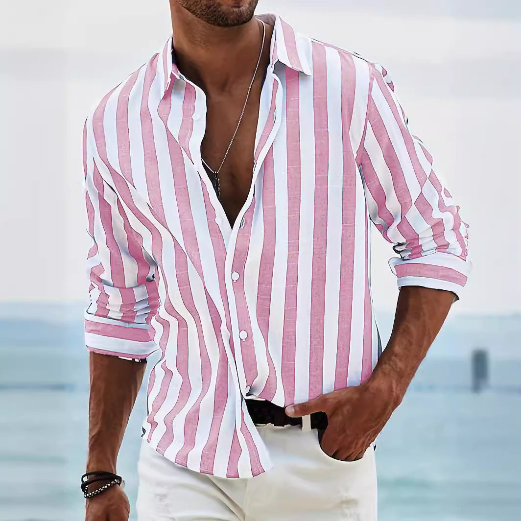 Lorenzo Whitaker | Coastal Striped Linen Shirt For Men
