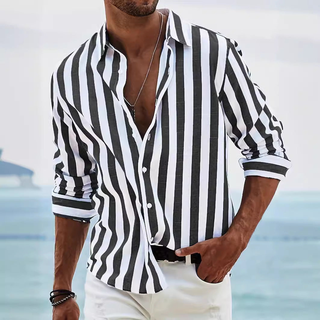 Lorenzo Whitaker | Coastal Striped Linen Shirt For Men