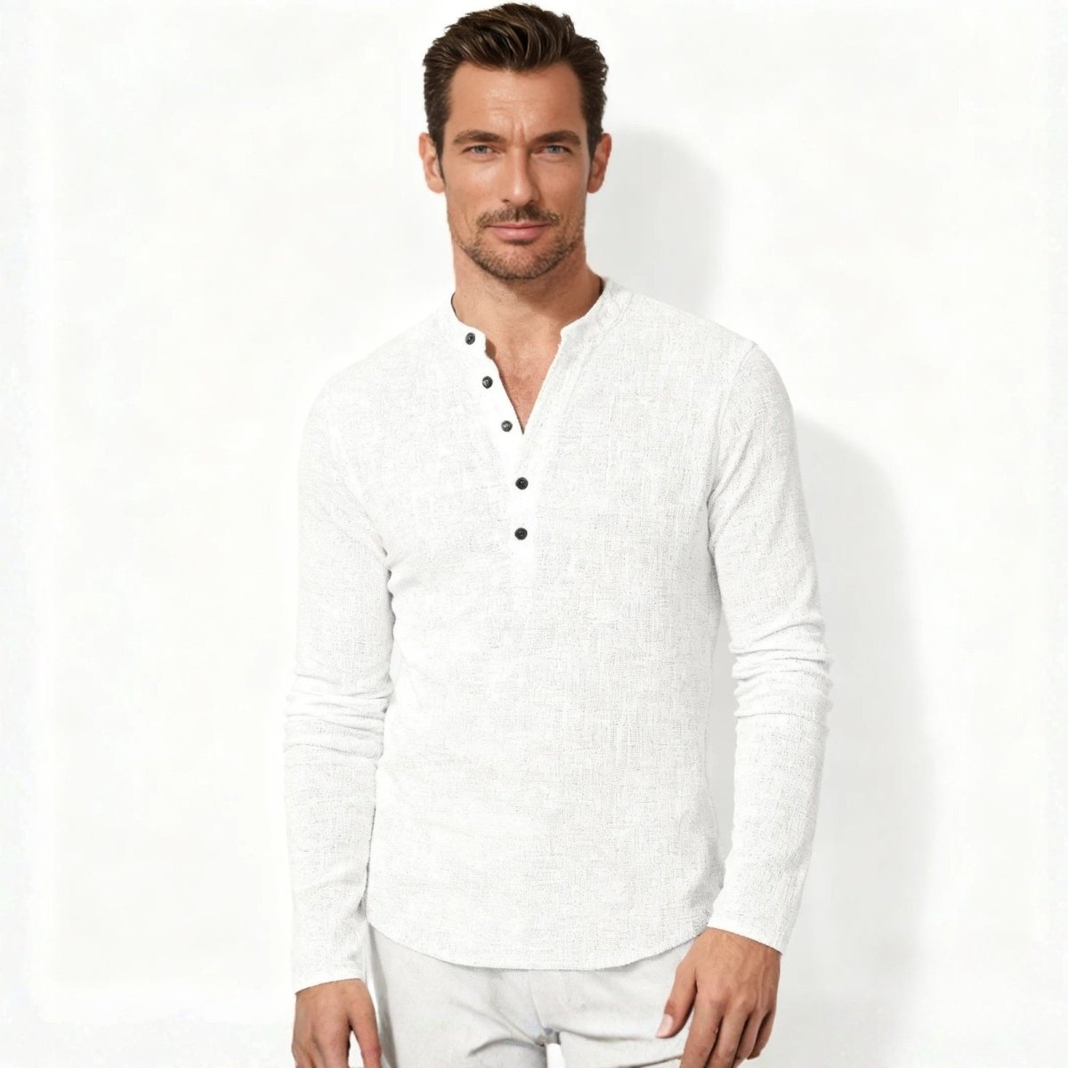 Davenport | Linen Henley Shirt For Men