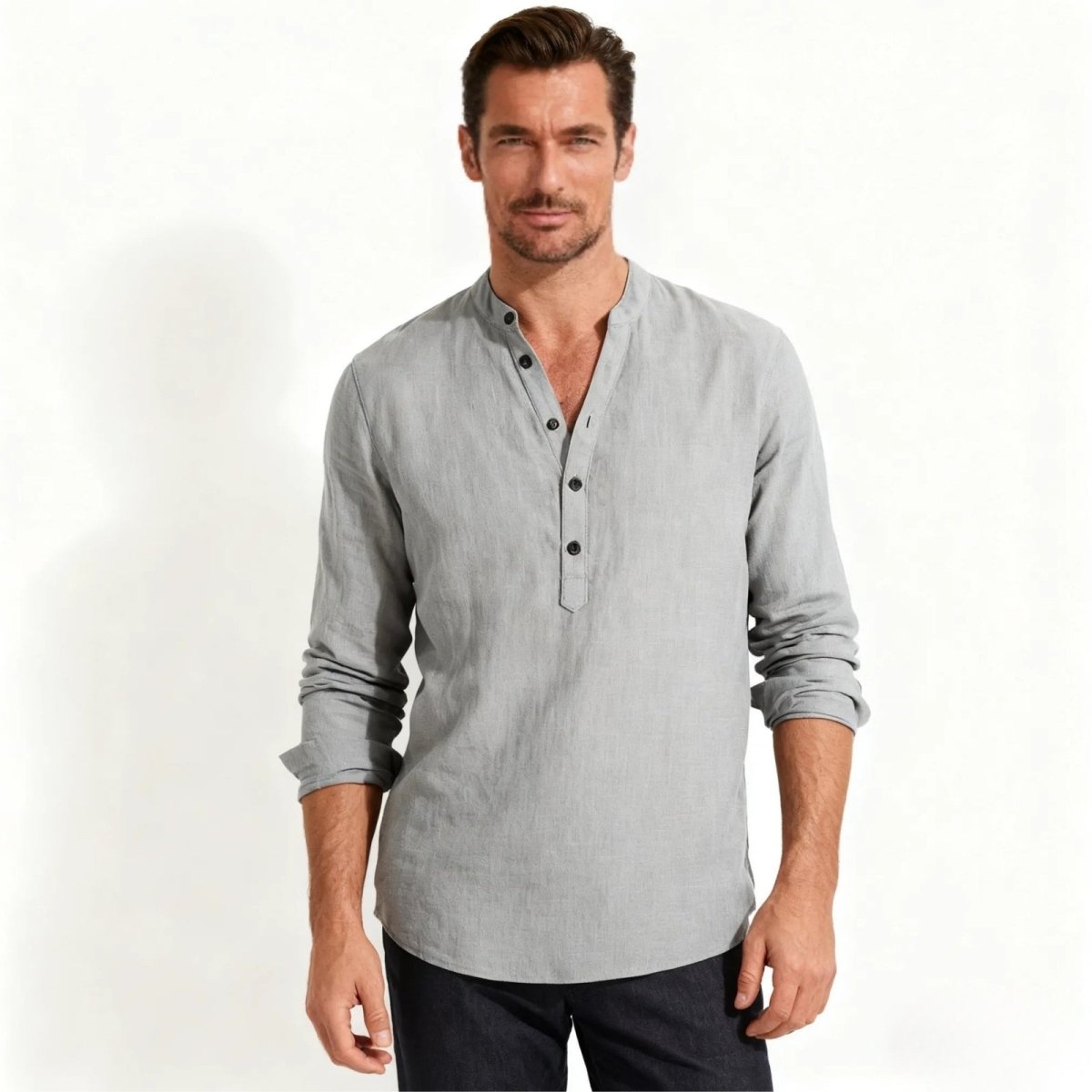 Davenport | Linen Henley Shirt For Men