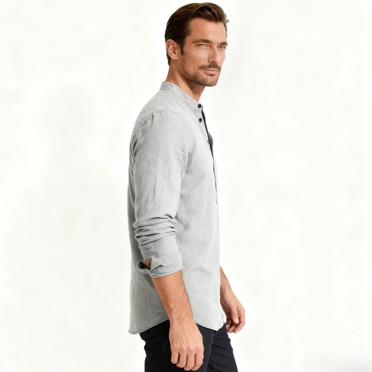 Davenport | Linen Henley Shirt For Men