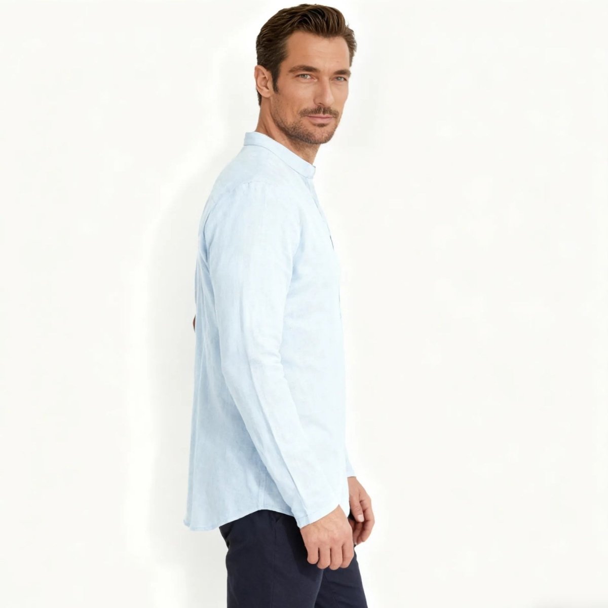 Davenport | Linen Henley Shirt For Men