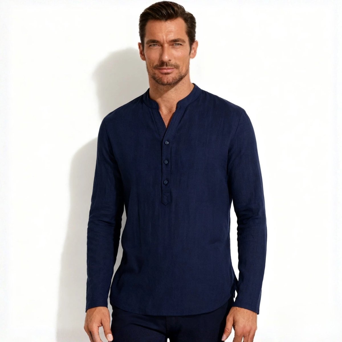 Davenport | Linen Henley Shirt For Men