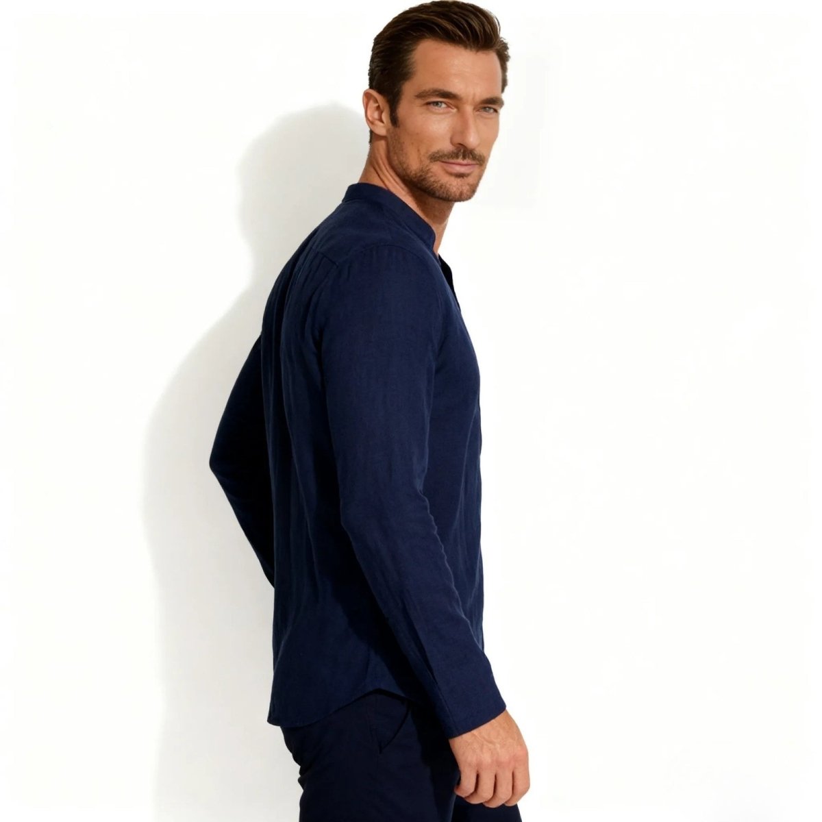 Davenport | Linen Henley Shirt For Men