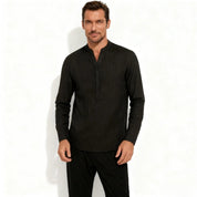 Davenport | Linen Henley Shirt For Men