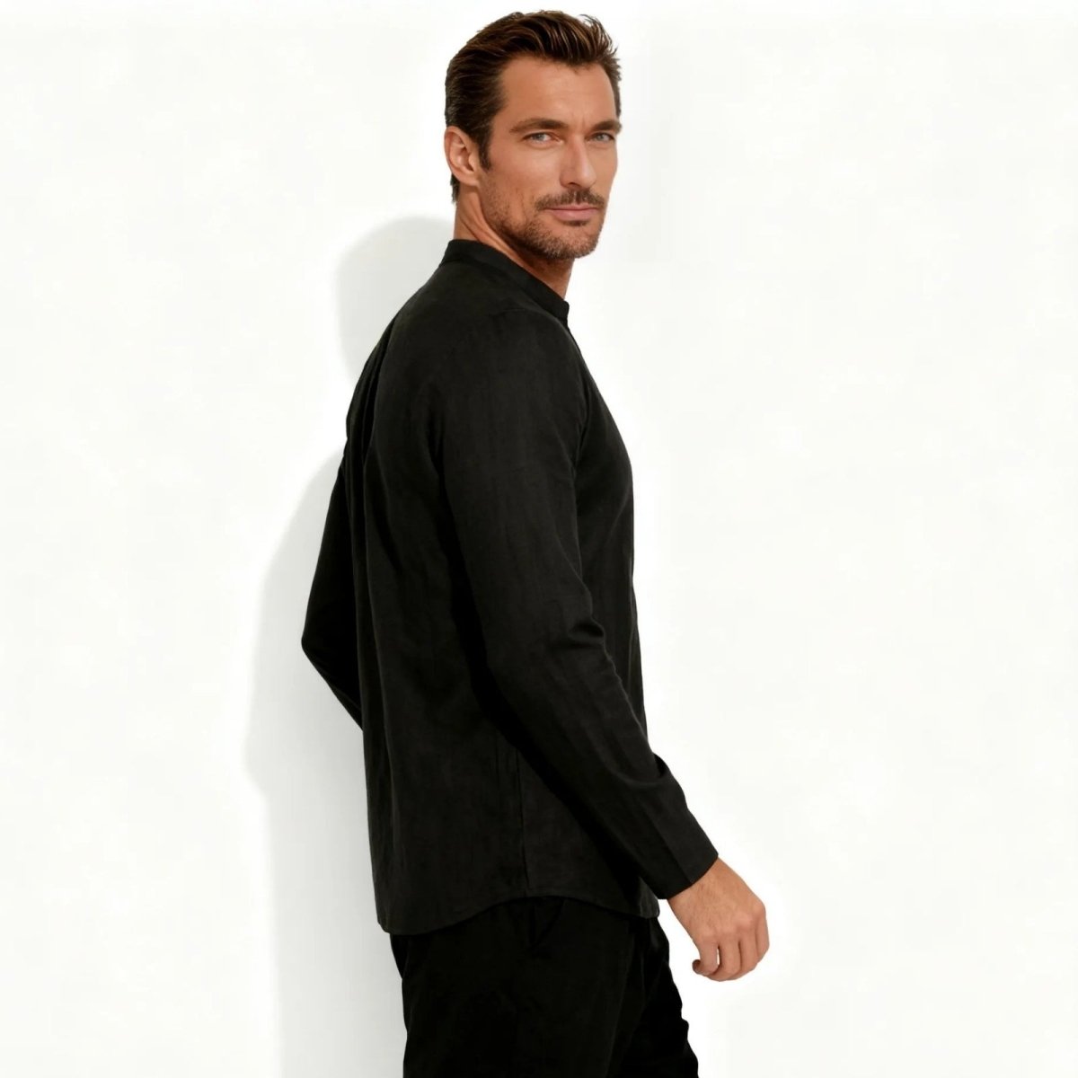 Davenport | Linen Henley Shirt For Men