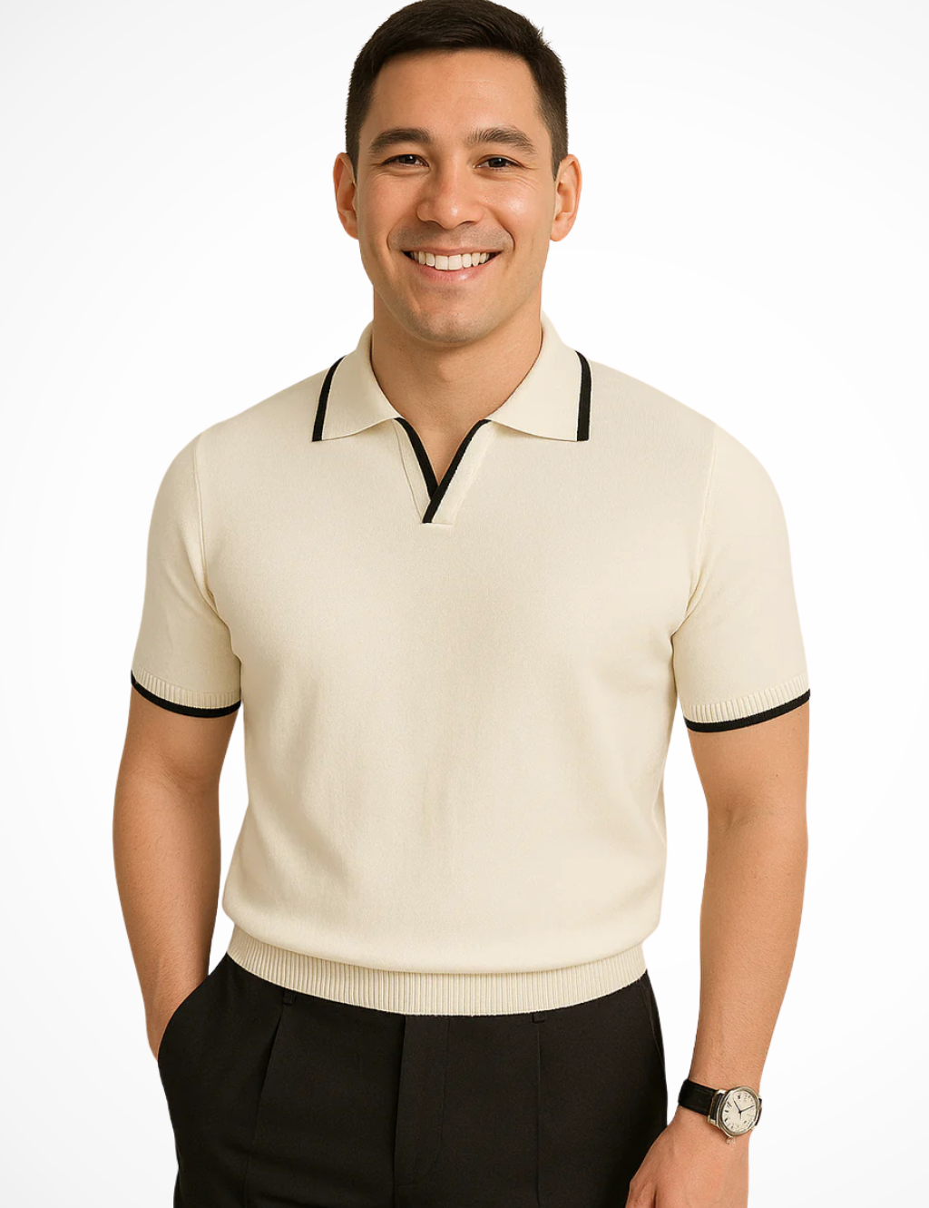 Luca Bellingham | Slim Fit Knit Polo Shirt For Men