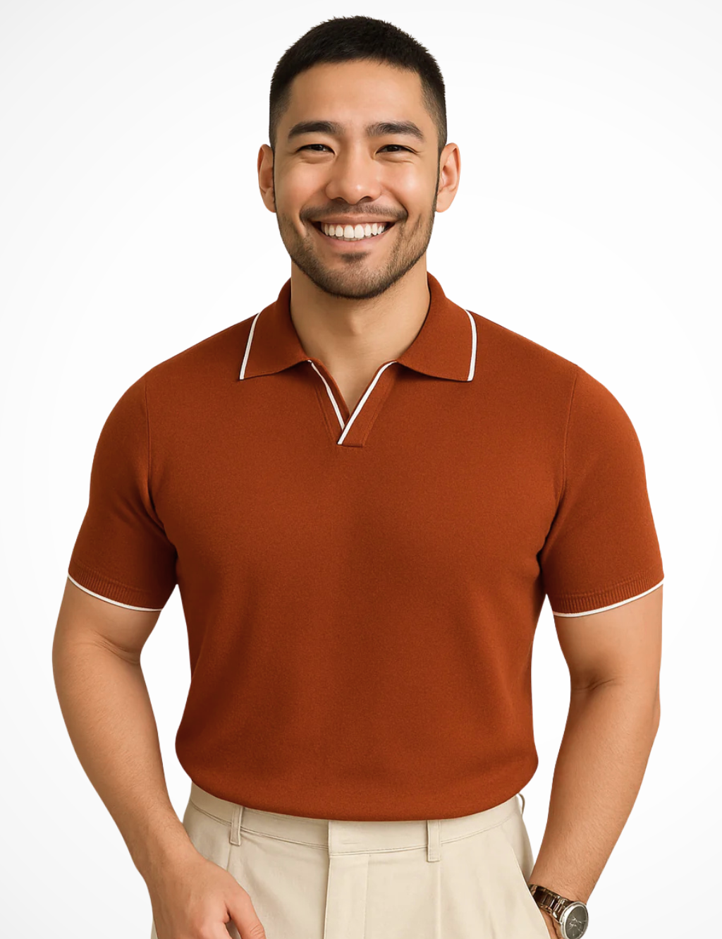 Luca Bellingham | Slim Fit Knit Polo Shirt For Men