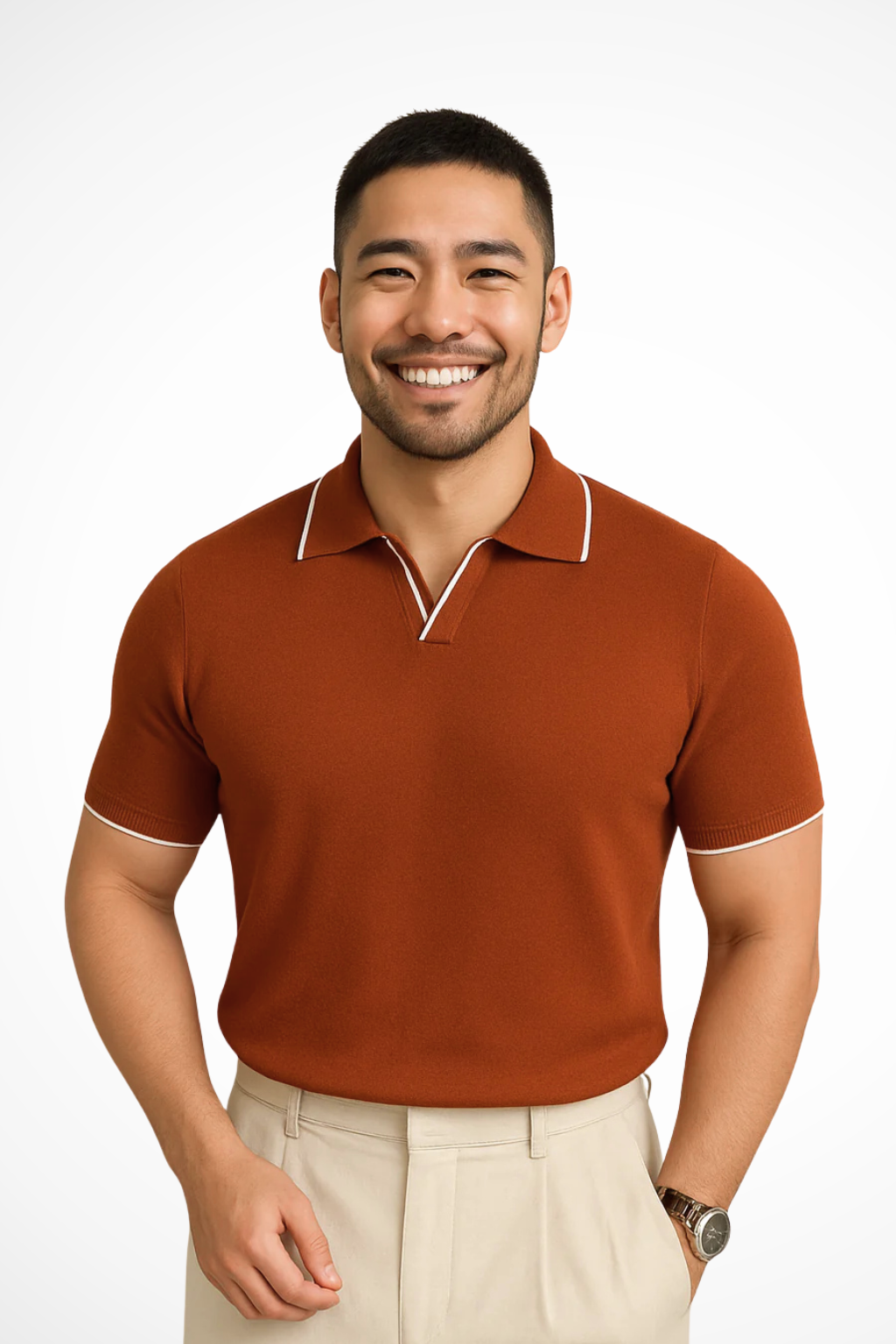 Luca Bellingham | Slim Fit Knit Polo Shirt For Men