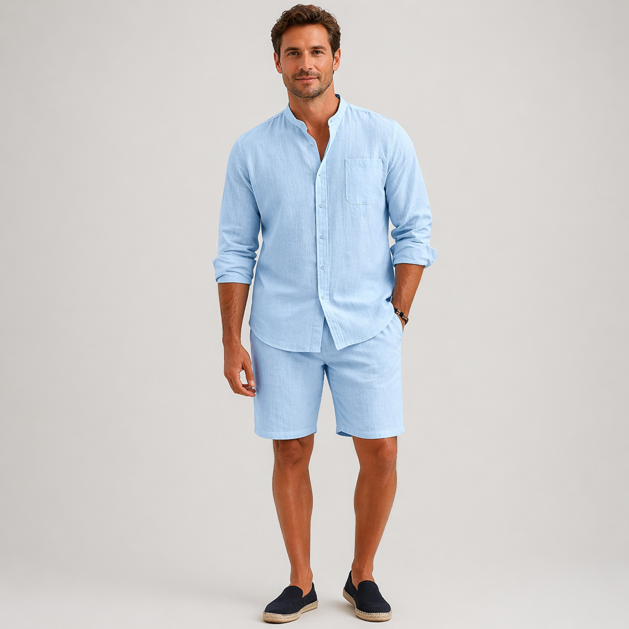 Luca Moretti | Men’s Linen Shirt and Shorts Set
