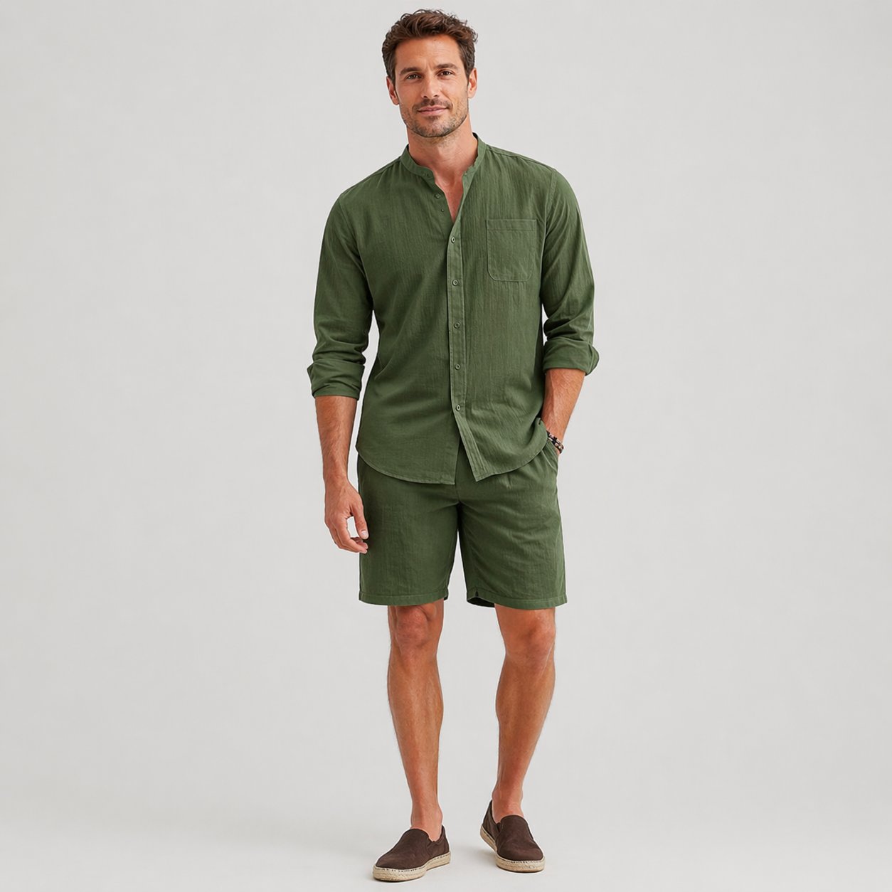 Luca Moretti | Men’s Linen Shirt and Shorts Set