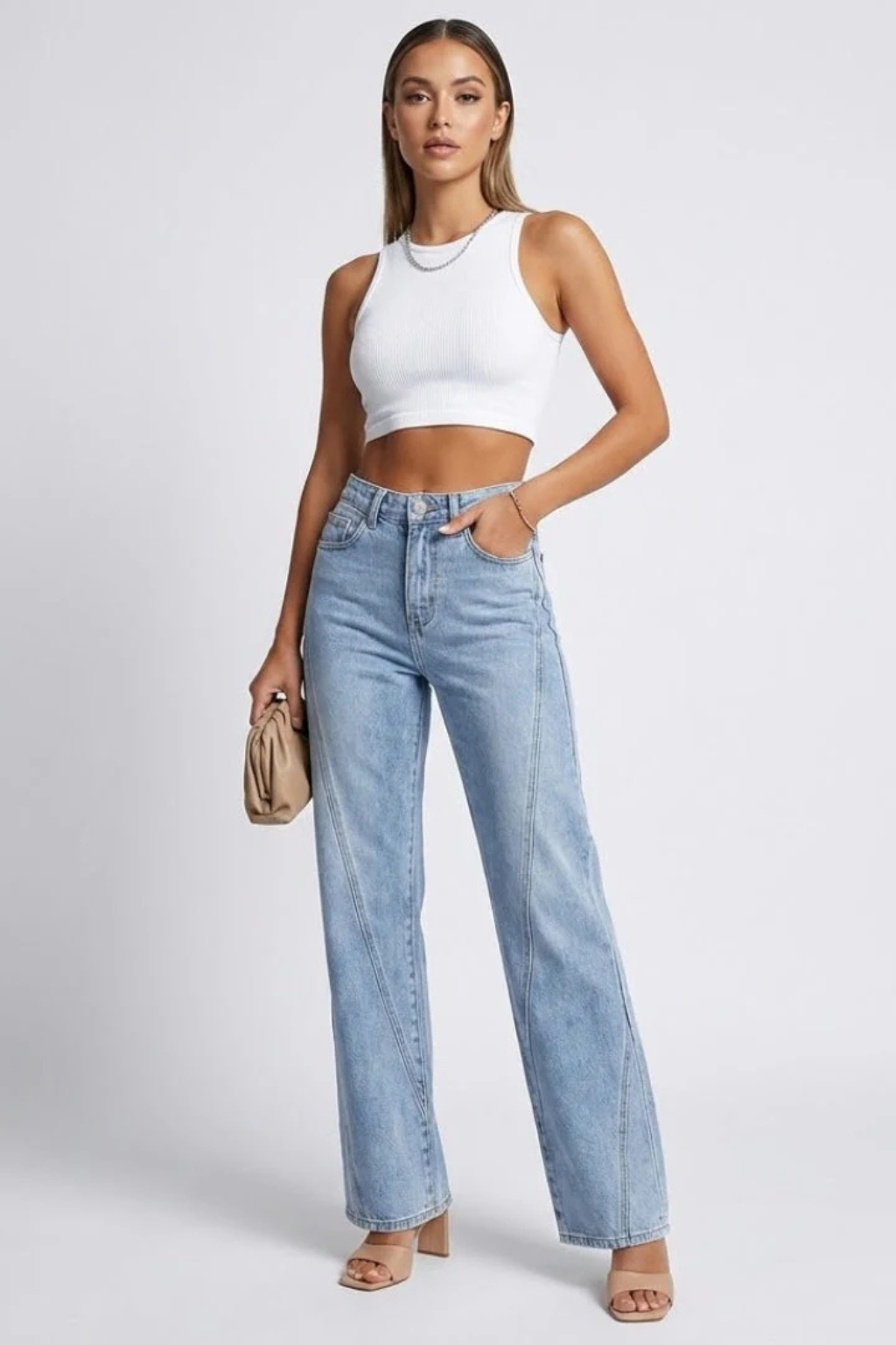Luca Moretti | Wide Leg Denim Boyfriend Jeans For Women