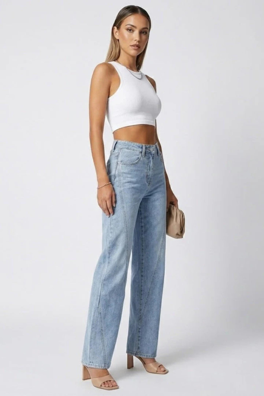 Luca Moretti | Wide Leg Denim Boyfriend Jeans For Women