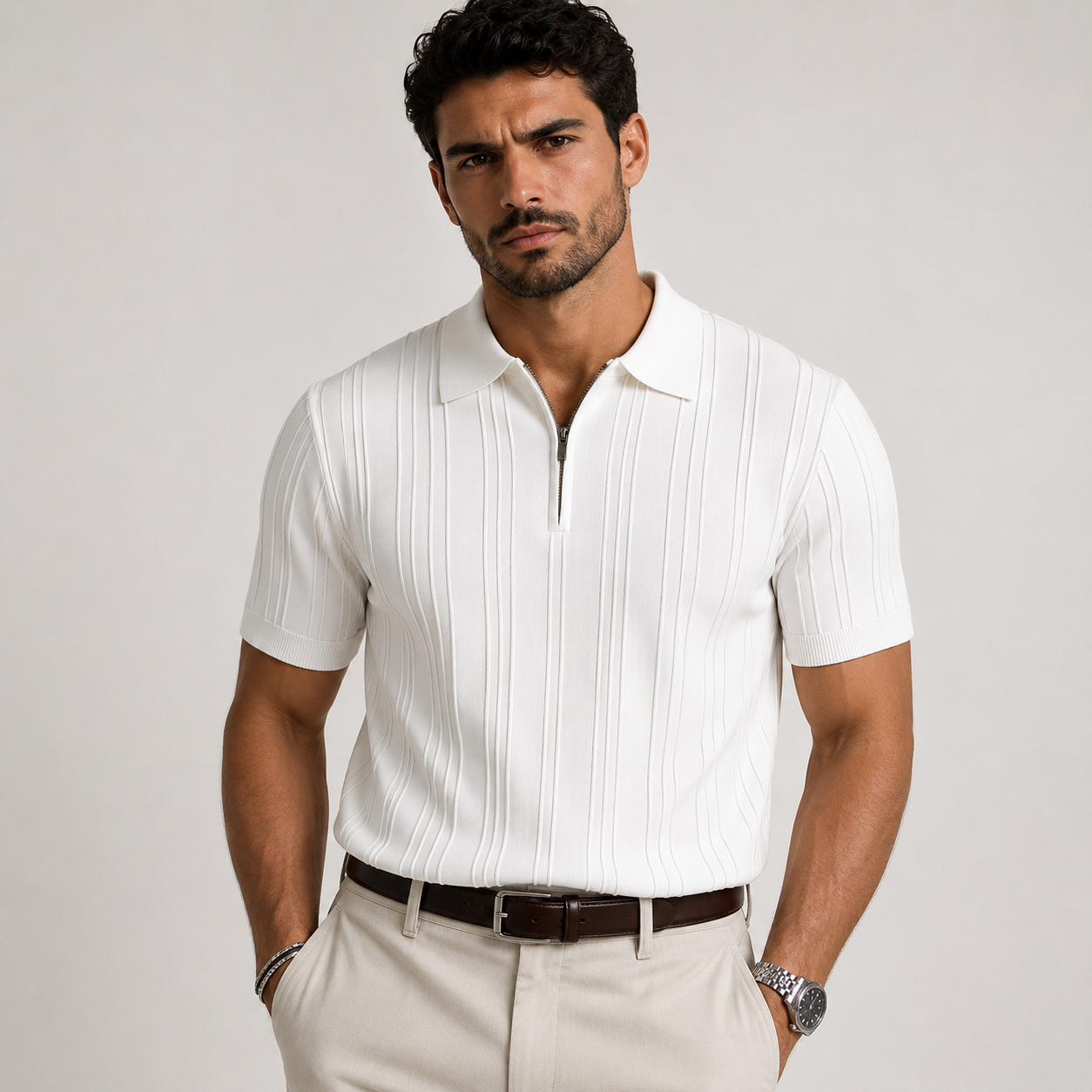 Luca Romano | Zip Polo Shirt For Men