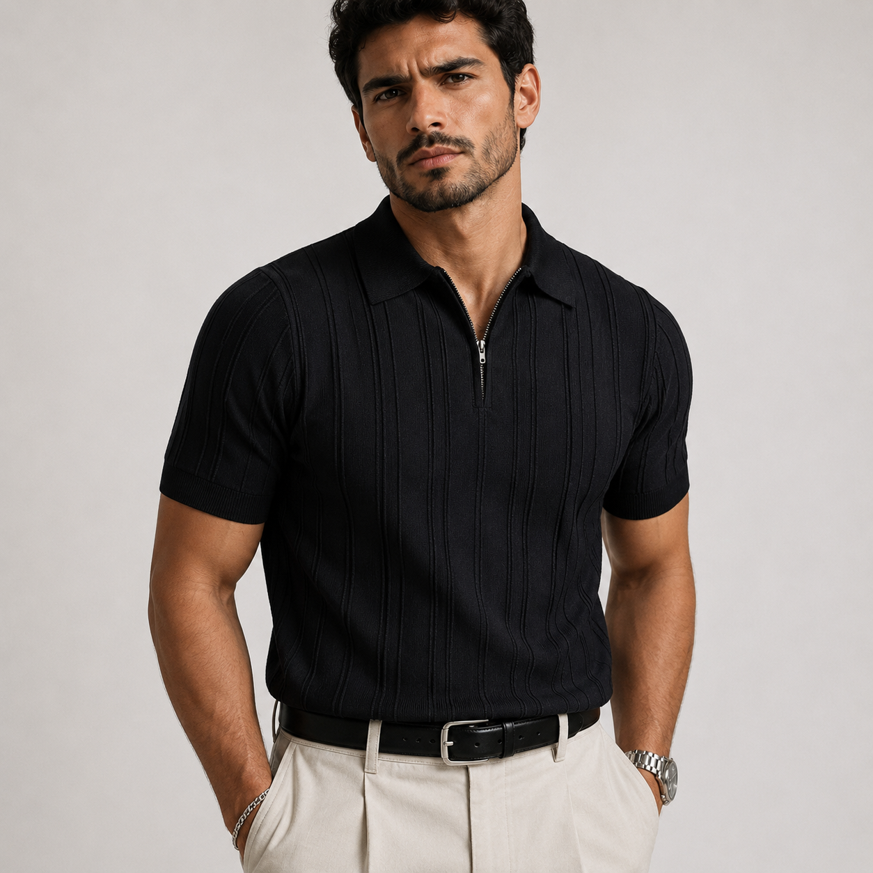 Luca Romano | Zip Polo Shirt For Men