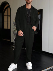 Luca Vantrell | Men's Solid Black Two-Piece Suit