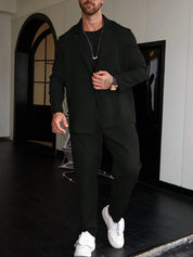 Luca Vantrell | Men's Solid Black Two-Piece Suit