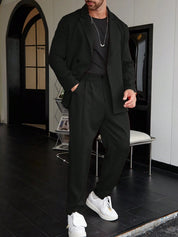Luca Vantrell | Men's Solid Black Two-Piece Suit