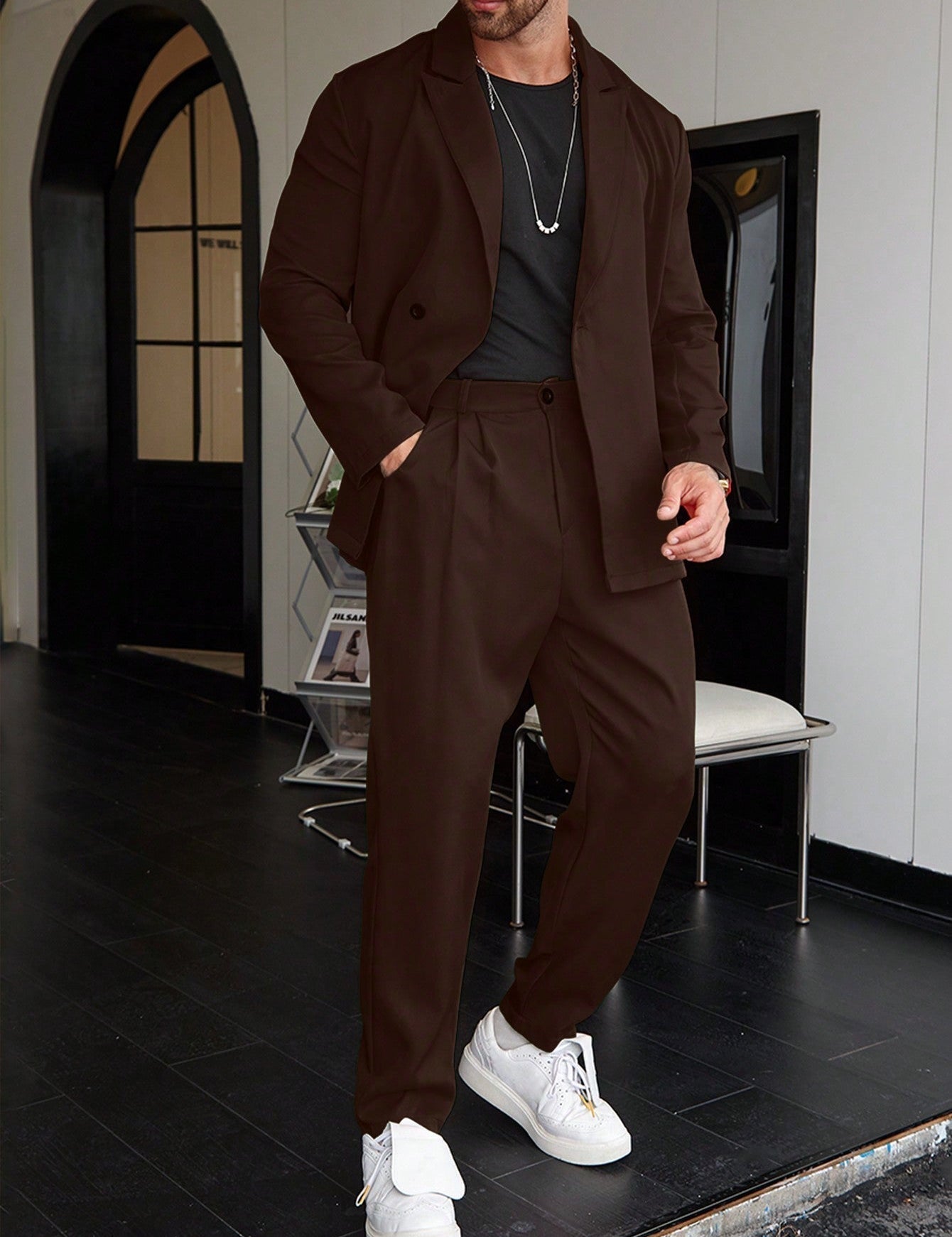 Luca Vantrell | Men's Solid Black Two-Piece Suit